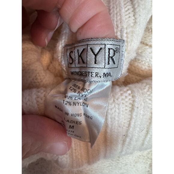 SKYR Women's Vintage Wool Cream Funnel Neck Pull Over Sweater Size M - Picture 3 of 11